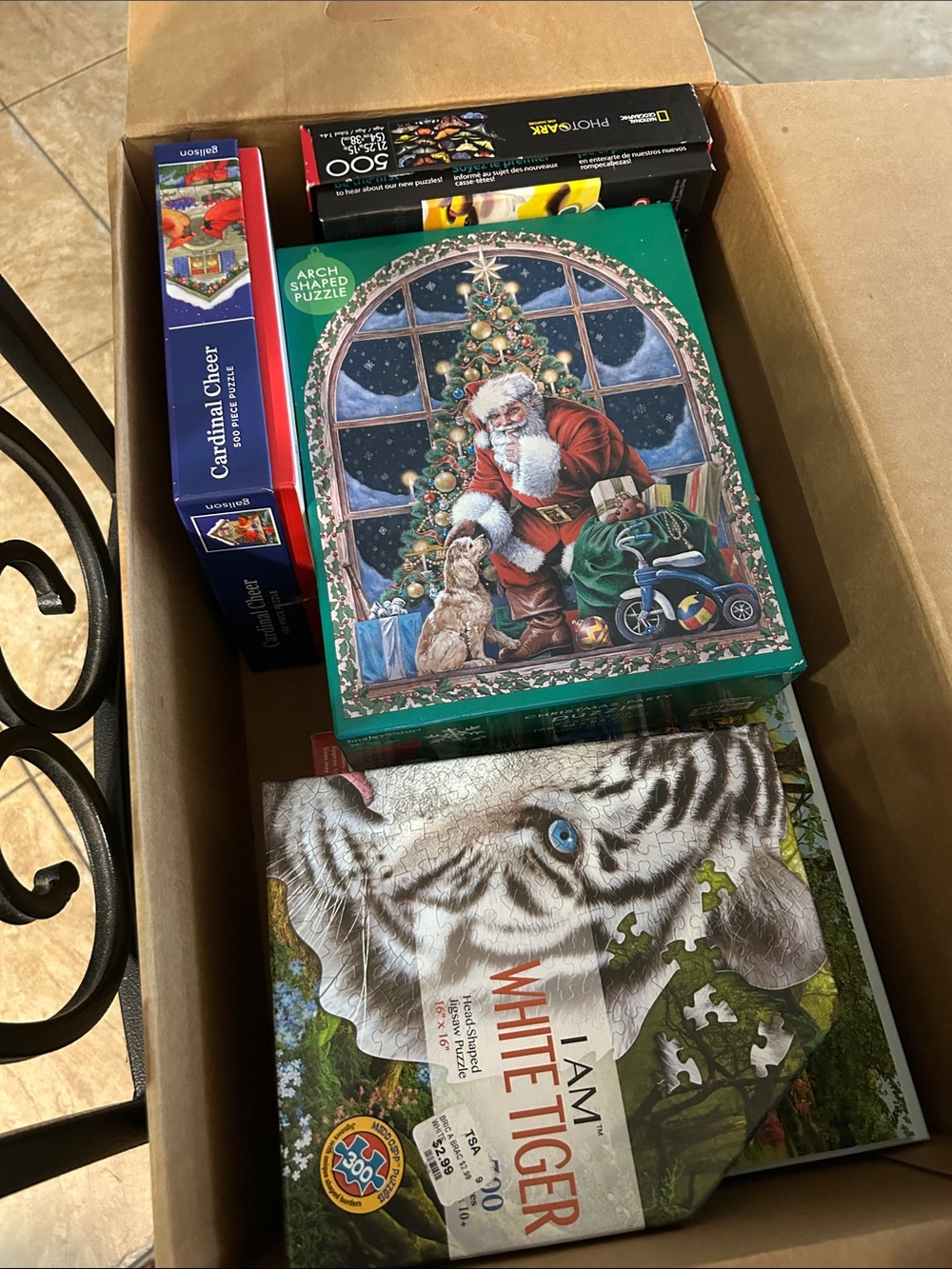 Eight family themed puzzles. One had 1,000 pieces, three have 500 pieces.